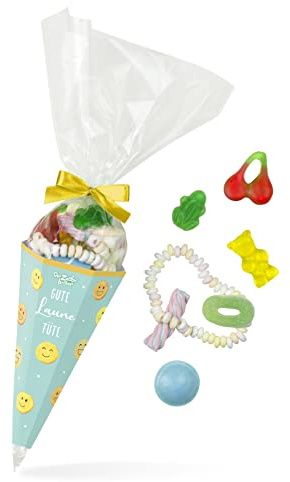 Gute Laune Zuckertüte – toller Süßigkeiten-Mix in schöner Spitztüte, wundervolle Geschenk-Idee