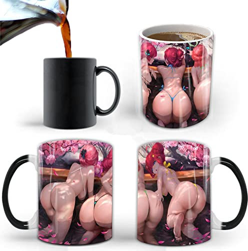 Aigori Anime Bikini Mug de beauté sexy sensible à la chaleur Changement de couleur Unique Cadeau pour homme femme Halloween Noël Anniversaire Mère père ami (1 pièce)