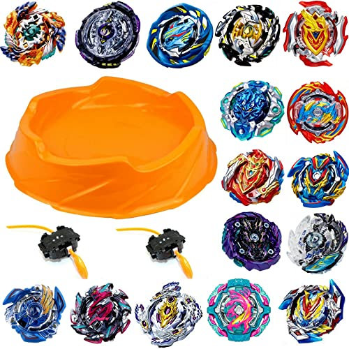 Arena + 6er Set Kampf Kreisel für die Burst Surge Arena Kampfkreisel Set 6 Komplette Kreisel mit 2 Launcher und 2 Grip Kampfkreisel Zufall Surge Arena 28 Durchmesser