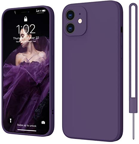 iPhone 12 Hülle Silikon Case, ElestBela Hanyhülle iPhone 12 Ultra Dünn Slim mit Microfiber, Kratzfeste Rundumschutz Case Schutzhülle Hülle für iPhone 12 6.1'' Dunkel Violett