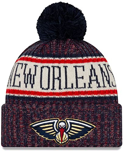 New Era NBA-Mütze für Erwachsene, Unisex, offizielle Sportstrickmütze mit Bommel, New Orleans Pelicans, Einheitsgröße