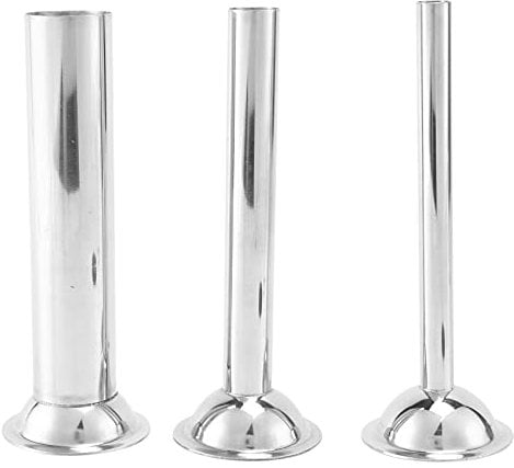 LAUDS 3Pcs Stainless Steel Sausage Stuffer Filling Tubes Funnels Nozzles Spare Parts Filler Tube, Base Diameter:58mm