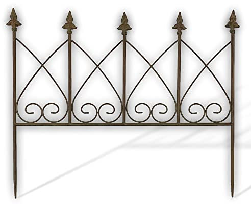 aubaho Beetstecker Zaun Beeteinfassung Gartenzaun Garten Metall Antik-Stil grün 63cm