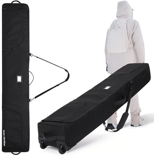 Team Obsidian Skitasche bis 190cm Skier mit Rollen - Skisack für 190cm Alpine oder Langlaufski - aus wasserdichtem 600D Oxford Polyester - Ski Tasche Bag - robuste Skihülle