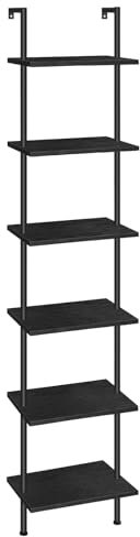 HOOBRO Estantería de Madera de 6 Niveles para Pared, Estantería Estrecha para Libros, Estante de Exhibición, Estante de Almacenamiento, para Sala de Estar, Estudio, Negro EBB651CJ01