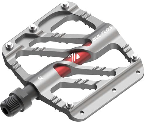 BUCKLOS Mountainbike-Pedale, flach, 3 Kugellager, CNC-Mountainbike-Pedale für Erwachsene, Fahrradplattform, Aluminiumlegierung, rutschfestes Pedal für Gravel-Bike/BMX, 9/16 Zoll (Titan)