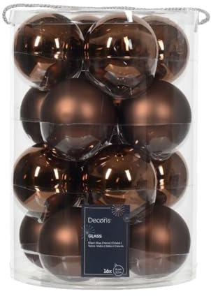 VARZI CARTOLERIA DAL 1956 Christbaumkugeln aus Glas, 8 cm, braun, 16 Stück Auswahl Briefpapier seit