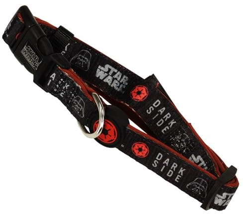 Star Wars Premium-Hundehalsband, Schwarz und Rot, Größe S-M, Click-Schnellverschluss, aus Polyester, Design mit 3D-Details, Originalprodukt, entworfen in Spanien