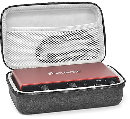 Musiin Custom Audio Interface Case Compatible with Focusrite Scarlett 2i2 3rd Gen Fender Quantum LT4 Audio Interface Cover, Velvet Interior (Gray)
