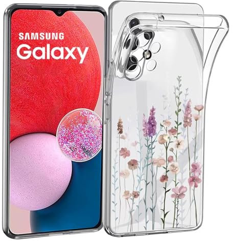 Kaywzo Hülle für Samsung Galaxy A32 5G,Transparent TPU Handyhülle mit Gemälde Blume Muster,Ultradünn Stoßfester Schutzhülle,Schön Silikon Cover Case-3