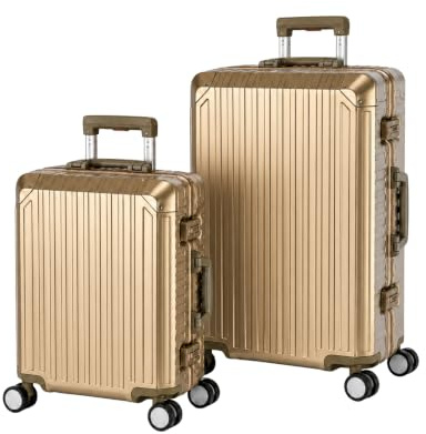 Travelhouse Tokyo 100% Aluminium Reisekofferset 2 teilig S-55cm & M-66cm Hartschalenkoffer 2X TSA Schlösser 4X Silent Move Doppelrollen