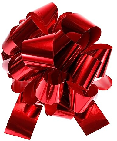 QUARKZMAN Große Geschenkschleife Ziehschleife ø 30cm Dekoschleifen Rot | 1 Stück, für Auto Dekor geschenkdekoration Hochzeit Geburtstag Weihnachten
