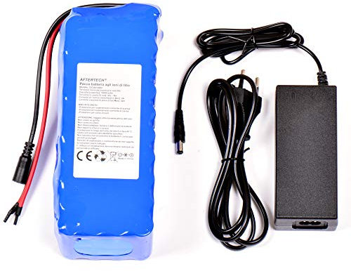 AFTERTECH Akku-Paket 36 V 10 Ah, wiederaufladbar, Lithium-Batterie, 200 x 75 x 66 mm, 10.000 mAh, 36 Volt, 10s4p F1E3