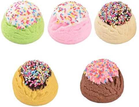 HUIANER Artificial Ice Cream Scoops Balls 5pcs Faux Ice Cream Balls Simulation Cake Fake Food Desserts for Home Shops Decoration Display Props