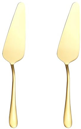 Lot de 2 emporte-pièces en Acier Inoxydable pour gâteau de Mariage, Petite Pelle à Tarte, spatule, Couteau de Coupe à Dessert, Outils de découpe de gâteau avec Bord Lisse, doré