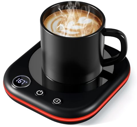 Chauffe-Tasses amélioré, Chauffage de Tasse à café pour Ordinateur avec lumière LED 3 réglages de température (100-165 °F) Minuterie 1-12 H 4 H, arrêt Automatique, Chauffe-Bougies pour