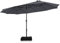 COSTWAY 4.6m Double-Sided Parasol with Base and Crank Handle, Outdoor Extra Large Sun Umbrella, Portable Market Sunshade Shelter Canopy for Garden Patio Beach (Gray)