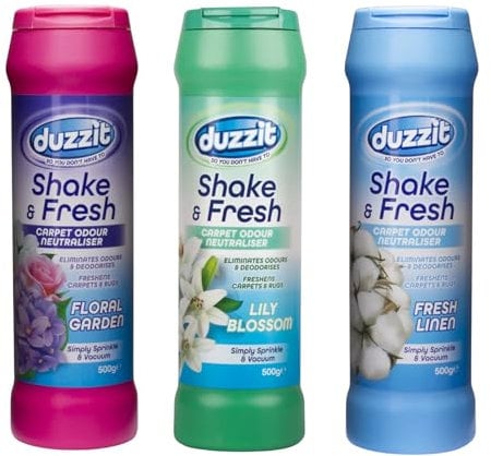 Duzzit Shake & Fresh Mixed Carpet Freshener (3pk) | Shake and vac Carpet Freshener Powder | Shake n Vac | Carpet Cleaner Powder Mixed Variety Pack