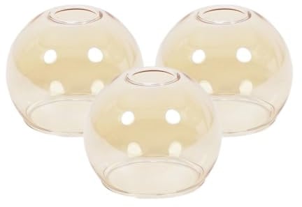 ValueLights | Extra Small Easy Fit Amber Glass Globe Lampshades | Home Décor, Bedside & Desk Lamp | Pack of 3 | 80mm Shade Width