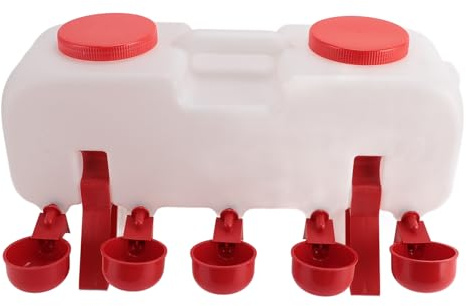 Hühnertränke mit Armaturen, Hühnerwasser Futterspender Set, DIY Hühner Wasserspender, Hühnerstall Wasserspender, Geflügel Tränke Futterspender Set für Hühner, Enten, Vögel