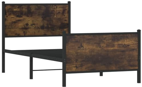 vidaXL Metallbett ohne Matratze Räuchereiche 90x200 cm
