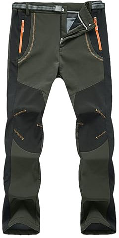 LVCBL Herren Wanderhose Winddicht Hose Snowboardhose Winter Trekkinghose Armee grün 2XL