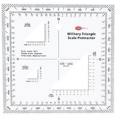 TransparentMGRS USNG Koordinatenwaage für See/Land Navigation Abenteuer Topographische Kartenwaage Militär Winkelmesser