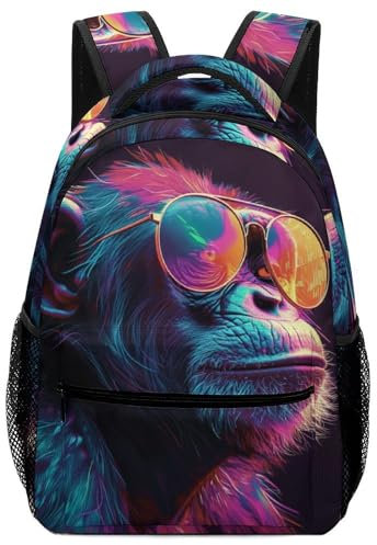 VesFy Affe Große Kapazität Rucksack Tier Ranzen Daypack Buchtasche Büchertasche Für Jungen Mädchen One Size
