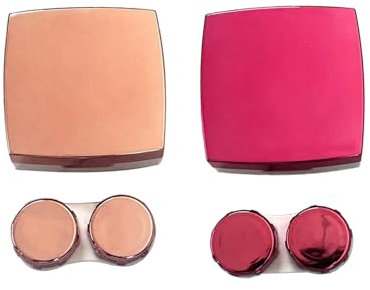 MYSUNBAR 2 x contact lens case, protective case for contact lenses and integrated mirror, contact lenses, glasses case portable, multicoloured, Pocket organiser