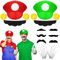 WEARXI Mario Luigi Kostüm Accessories, Mario Kostüm Kinder, Halloween Kostüm Kinder Herren, Karneval Kostüm Herren, Faschingskostüme Männer, Fasching Kostüme Herren Kostüm Set Deko