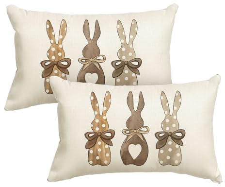 Artoid Mode DREI Hasen Ostern Kissenbezüge 2er Set, 30x50 cm Saisonnal Easter Zierkissenbezug Cushion Cover Couch Wohnzimmer Deko