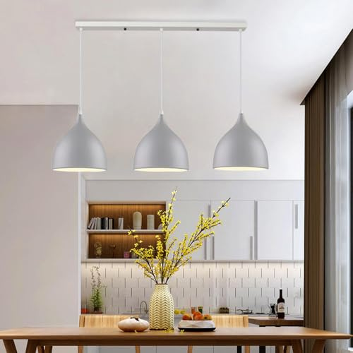 Mengjay Pendellampe Vintage 3 flammige,Industrial Hängelampe Deckenleuchter,Pendelleuchte Esstisch Retro E27 Esstischlampe,Modern Kronleuchter für Wohnzimmer Schlafzimmer (Grau)