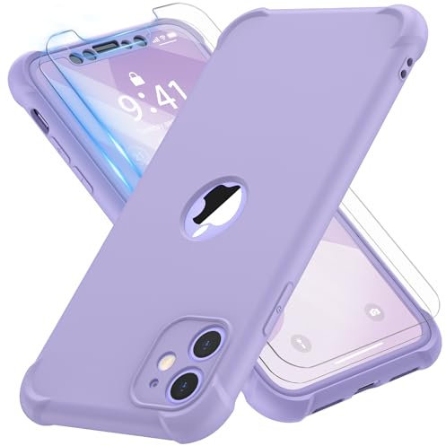 ORETECH for iPhone 11 Case, with [ 2 x Tempered Glass Screen Protector] 360 Shockproof Heavy Duty Protection Ultra Thin Hard PC Silicone TPU Rubber Bumper Cover for iPhone 11(2019) - Lilac