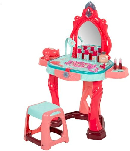 ColorBaby 47969 Beauty Fashion Princess Tocador de Maquillaje para niñas, con Taburete 22 cm, luz y Sonido, 57x24x75 cm, Tocadores Infantiles niña, Accesorios Belleza Infantil, Juguete niña 3 años