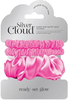 Silver Cloud 3 Mixed Fuchsia Satin Scrunchies