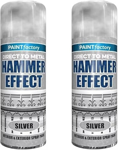 MIXEL Hammer Effect Silver Spray Paint, Quick Drying Formula, Easy to Apply, Ideal for Metal, Wood, Plastics, Perfect for DIY Projects, Home Improvement, 400ml, (2 Pcs)