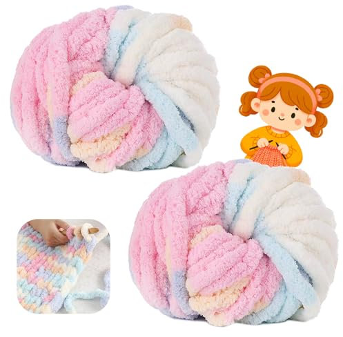 Dicke Wolle Garn 500 g ca.54 m, Milchig Weiß Chunky, Grobstrick Weiches Wollgarn für Decke, XXL Riesen Wolle Perfekt zum Weben von Schals Mützen Haustier Nest (20-Marshmallow)