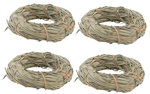 TOYANDONA 4stücke Molar-grasringe Für Haustiere Natürliche Kauspielzeuge Für Kaninchen Und Hamster Zahnpflege Zähneknirschen Robustem Essbarem Material