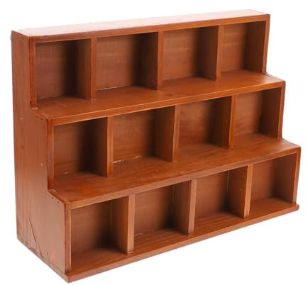 POPETPOP Organizador De Almacenaje De Madera Vintage Estantes Escalera para Decoración De Pared Caja De Exhibición De Compartimentos para Salón y Coleccionismo