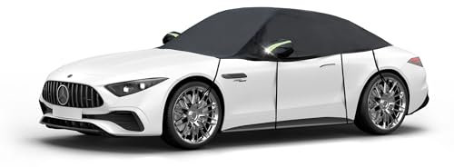 Walser Abdeckplane Auto All Weather, Abdeckplane wasserdicht, 100% wetterfeste Auto Abdeckplane, Autoabdeckung Outdoor, Auto Abdeckplane wasserdicht, Autoplane Halbgarage Größe 2 PKW schwarz