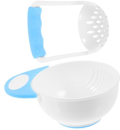 QUMIIRITY Food Masher Bowl Handgemachte Babynahrungsschale mit Rutschfestem Ring für Einfachen Zubereiten von Brei Snacks