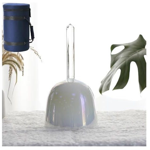 WEKONUMEX Set decuencos cantores de Cristal, Mango Blanco nacarado de 432Hz for meditación de Yoga, curación de Sonido, Cuenco de Sonido de Color Chakra de Cuarzo con mazo(7 Inch C4 Note)