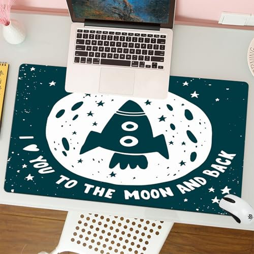 MESHIZIY Mauspad (400 × 750 MM) Verlängertes großes Mauspad Schreibtischauflage, rutschfeste Gummibasis, Gaming-Mauspad XLVektor-Illustration Kinder zeichnen Raketen und Weltraum