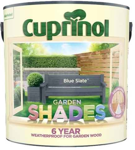 DUAYRA Garden Shades Paint | Quick Drying Water Based | For Garden Fence, Shades, Benches, Terracotta, Brick, Stone | Exterior Wood Furniture | Long Lasting (Blue Slate, 2.5 Liters)