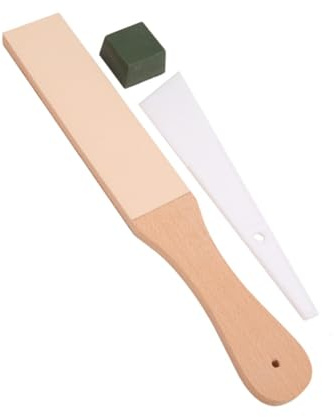 NUOBESTY Schleifset Für Messer Mit Lederschärfbrett Und Messerschärfriemen Inklusive Polierpaste Holzgriff Für Rasiermesser Und Werkzeuge