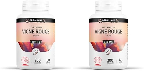 Vigne Rouge Biologique | 750 mg/jour | Vitis vinifera | Certifié Ecocert | 200 Gélules (Lot de 2)