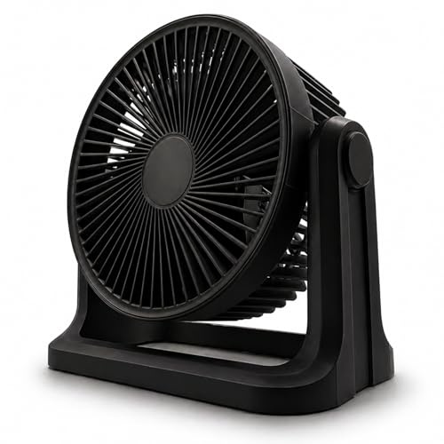 EMtronics 9 Inch Turbo Fan | Powerful Air Circulator with 3 Speed Settings | Adjustable 115° Tilt Head | Portable Desk or Floor Fan with Strong Airflow up to 6m - Black