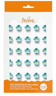Decora 0500302 Confezione da 30 Fiorellini Piccoli Celeste in Zucchero