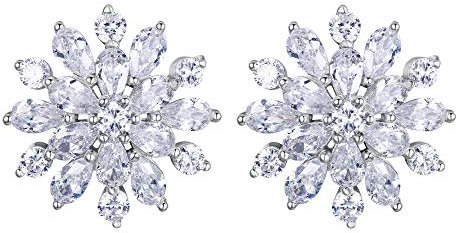 EVER FAITH Dame 925 Sterling Silber Zirkonia Winter Schneeflocke Blume Stud Ohrringe