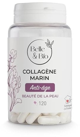 ANTI-ÂGE & TONICITÉ DE LA PEAU - Collagène Marin 90% protéines actives - Vitamines C et E et SELENIUM - 120 gélules - Cure 2 mois - Complément Alimentaire BELLE&BIO - Fabriqué en France